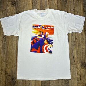 Vintage 90s Superman And Captain America Men’s Large DC Marvel Comics Patriotic